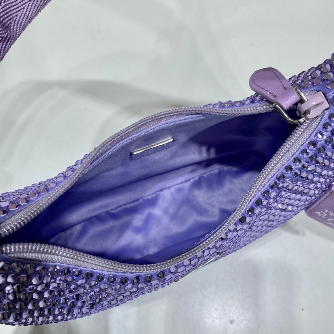 Prada Mini Duchesse And Crystal 2000 Hobo Bag Handbag Purple 1NE515